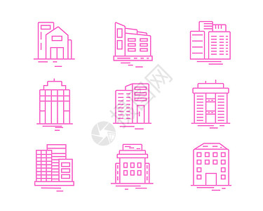 紫色ICON图标建筑物高楼SVG图标元素套图图片