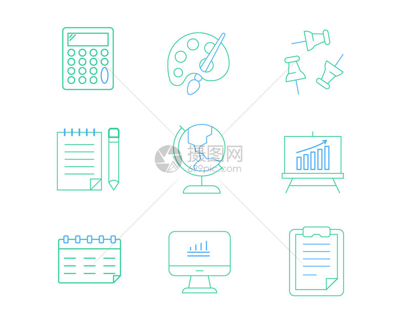 彩色教育图标计算器svg图标元素套图图片