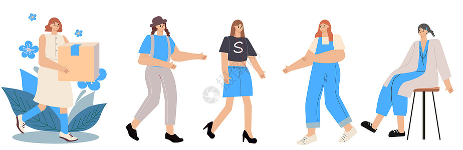 女孩穿搭人物插画组件图片素材