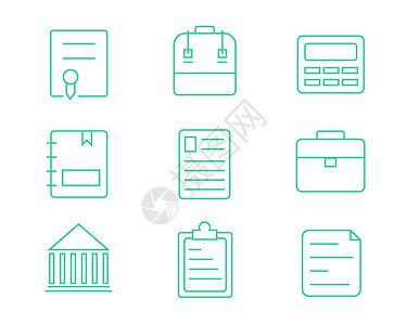 绿色ICON图标教育元素套图svg图标2图片