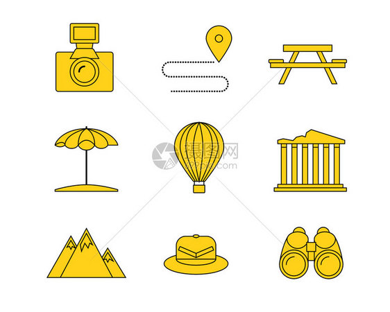 黄色旅游图标svg图标元素套图1图片