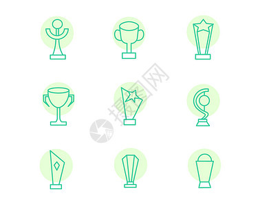 绿色图标商务主题奖杯SVG图标元素套图背景图片
