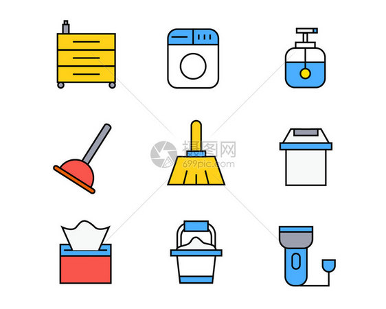 彩色生活图标矢量SVG图标元素套图图片