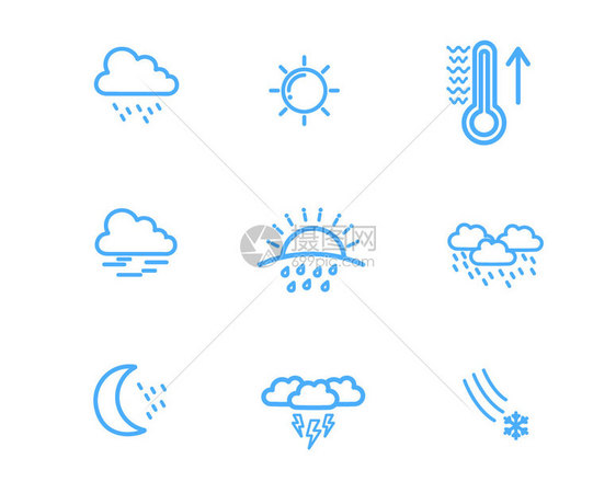 蓝色天气图标svg图标元素套图图片