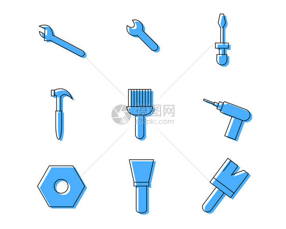 彩色修理工具图标矢量SVG图标元素套图图片