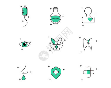 彩色图标医疗主题svg图标元素套图背景图片