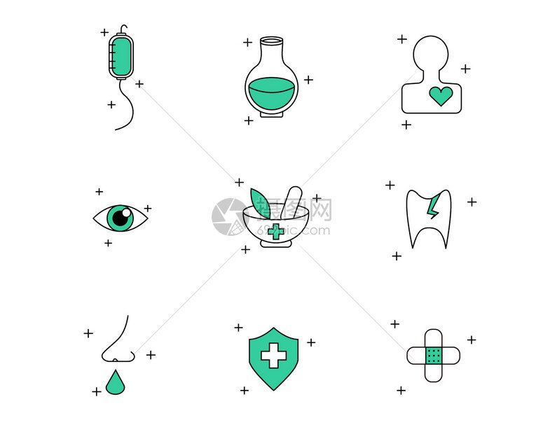 彩色图标医疗主题svg图标元素套图图片