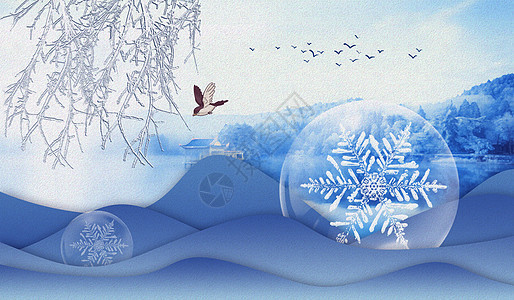 创意新中式冬天背景图片