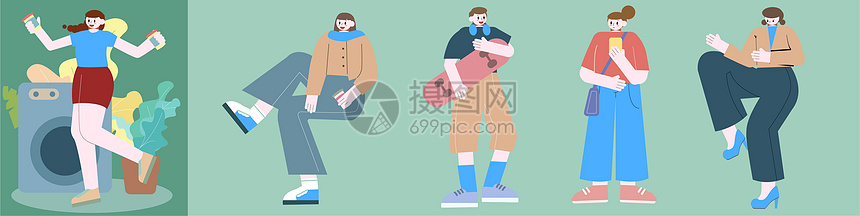 娱乐男女人物插画组件图片