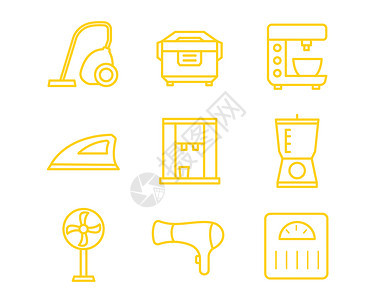 黄色家用电器图标svg图标元素套图1图片