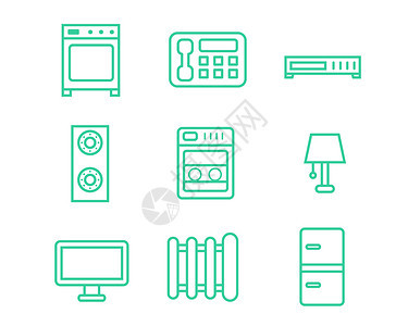 绿色家用电器图标svg图标元素套图2图片