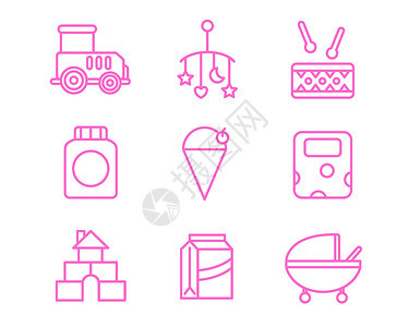 紫色母婴用品图标玩具svg图标元素套图图片