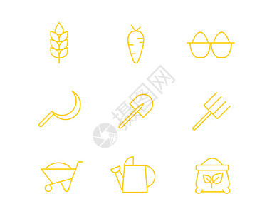 黄色农业图标svg图标元素套图图片