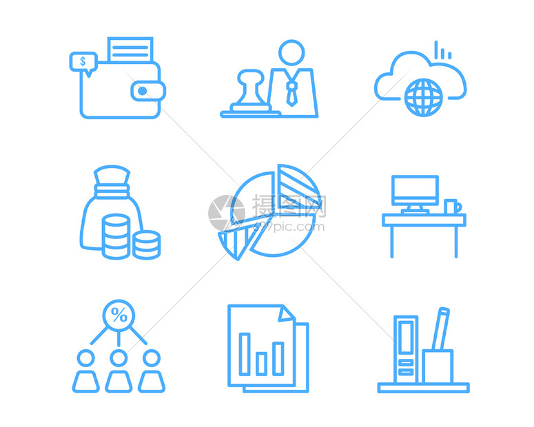 蓝色商务图标svg图标元素套图3图片