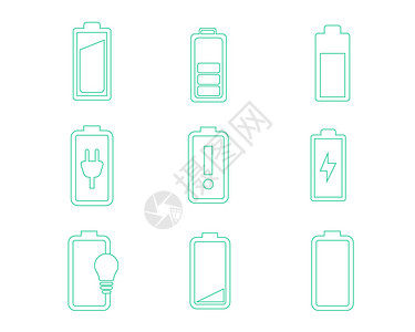 快销绿色电力图标电池svg图标元素套图插画