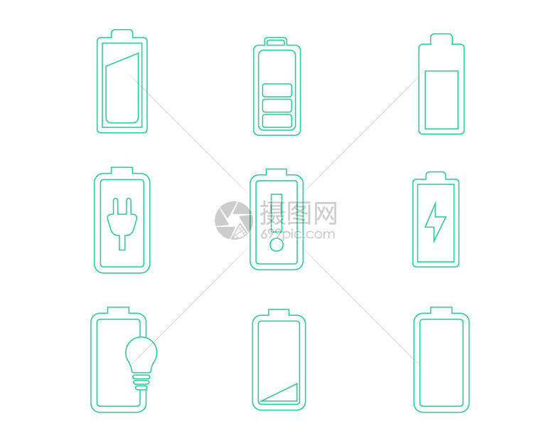 绿色电力图标电池svg图标元素套图图片