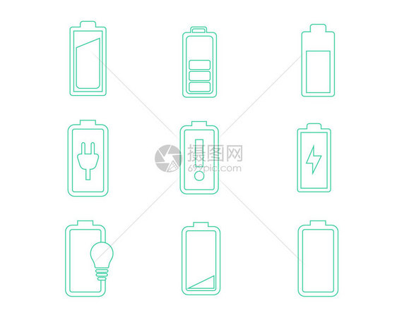 绿色电力图标电池svg图标元素套图图片