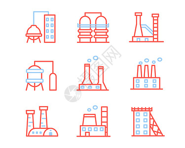 石榴红红蓝工业图标svg图标元素套图插画