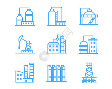 蓝色工业图标各种不同类工厂svg图标元素套图3图片