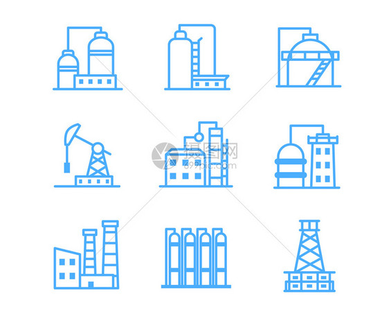 蓝色工业图标各种不同类工厂svg图标元素套图3图片