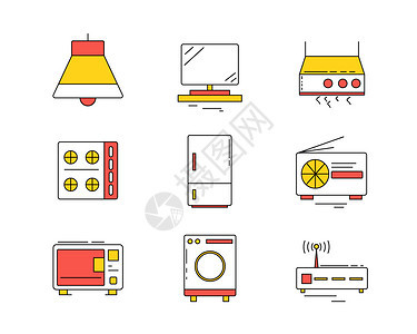 彩色ICON图标家用电器SVG图标元素套图图片