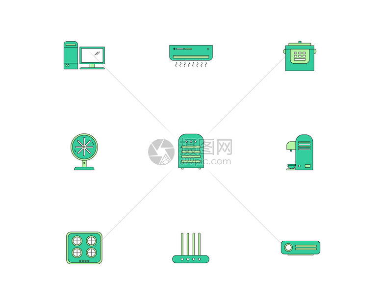 彩色家用电器图标svg图标元素套图图片