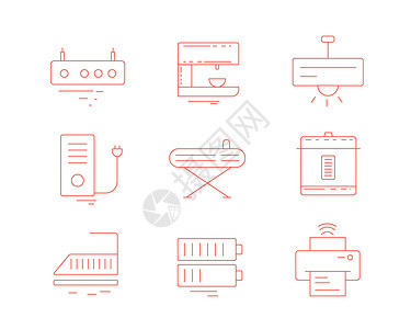 红色ICON图标家用电器SVG图标元素套图图片