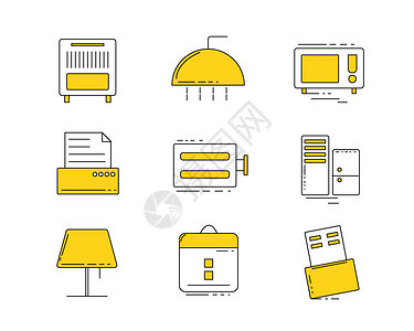 黄色ICON图标家用电器SVG图标元素套图2图片