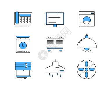 蓝色ICON图标家用电器SVG图标元素套图8图片