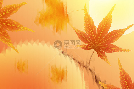 唯美大气枫叶玻璃风秋天背景图片