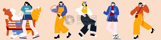 动感女孩人物插画组件图片