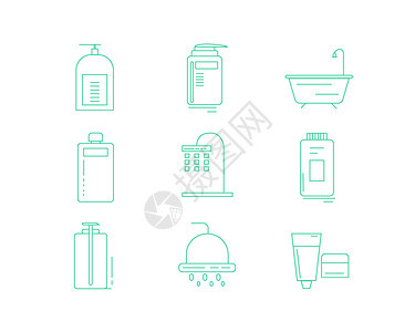 绿色ICON图标洗浴SVG图标元素套图图片