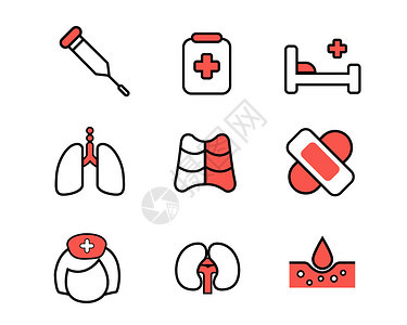 红白配色医疗行业图标svg图标元素套图图片