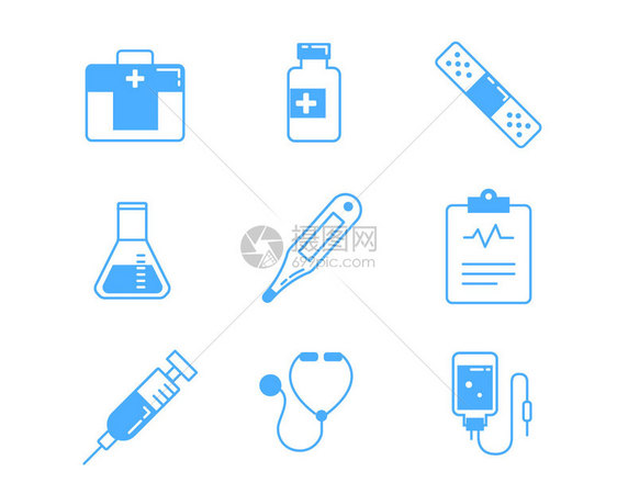 蓝色医疗图标医疗svg图标元素套图图片
