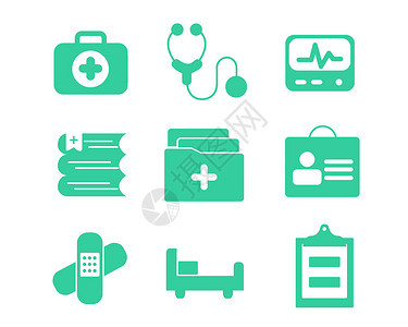 绿色医疗行业图标svg图标元素套图图片