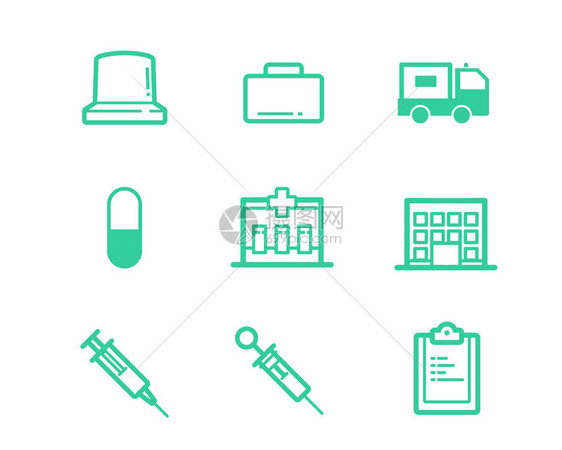 绿色医疗图标药svg图标元素套图图片