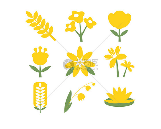 黄绿色植物花草SVG元素图标套图图片
