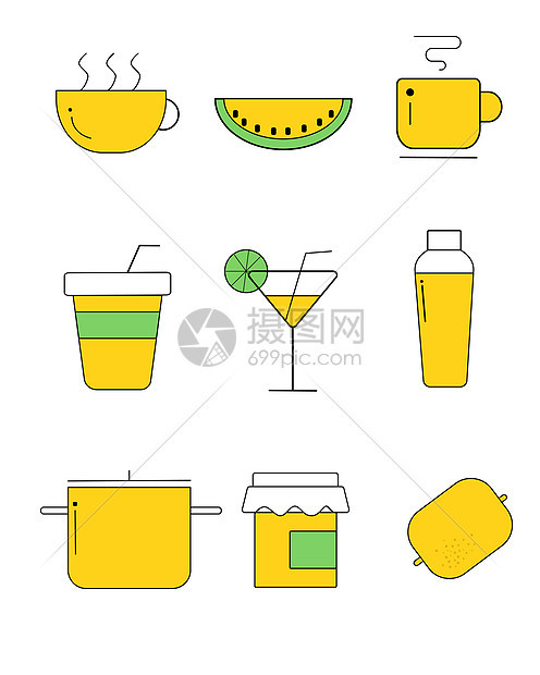 柠檬黄色ICON图标生活元素套图svg图标图片