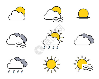 网络云ICON图标天气元素套图svg图标插画