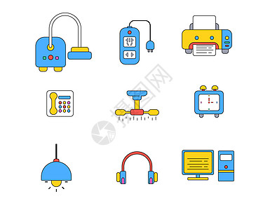 彩色家用电器矢量元素套图3图片