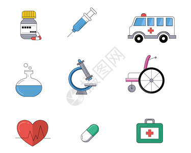 救护车医疗类医学图标背景图片
