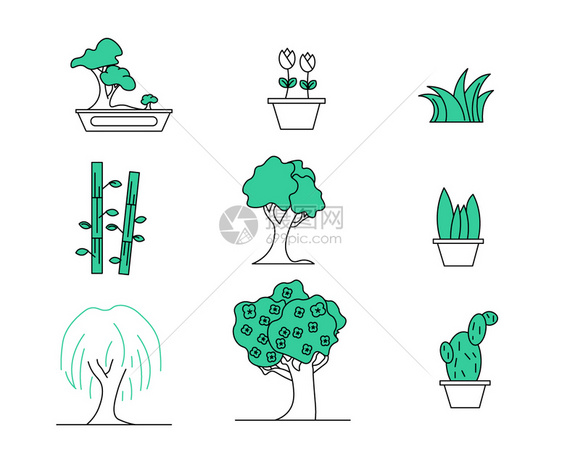 植物花草主题植物花草矢量元素套图图片