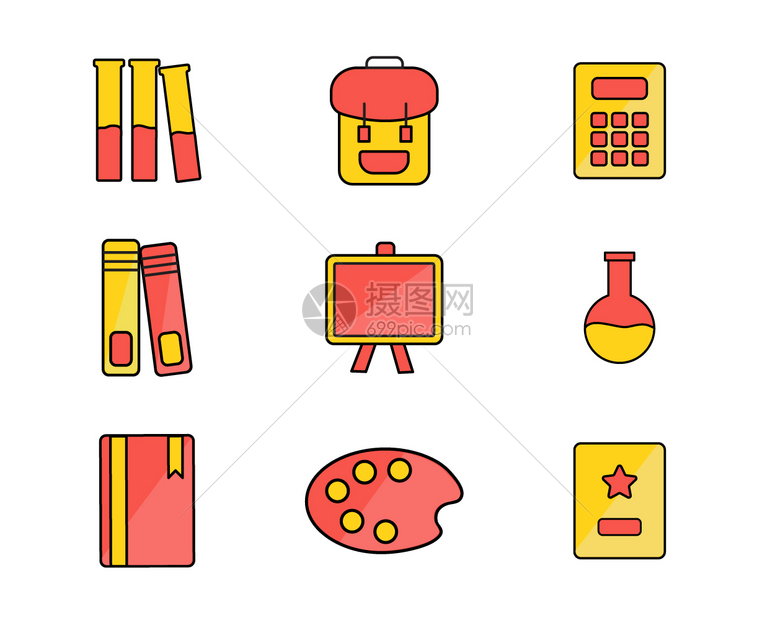 红色教育ICON图标SVG元素套图2插画图片下载-正版图片402400416-摄图网