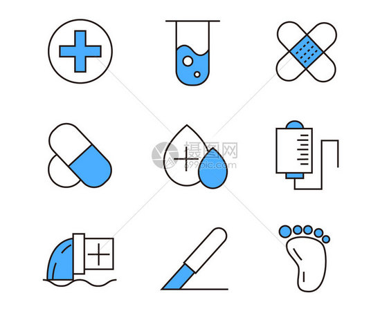 蓝色医疗SVG元素图标套图9图片