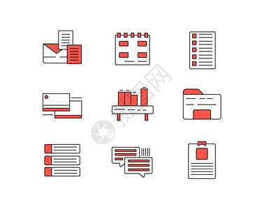红色ICON图标办公SVG图标元素套图图片