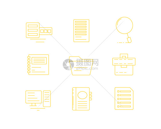 黄色ICON图标办公SVG图标元素套图图片