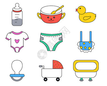 彩色ICON图标母婴用品元素套图svg图标图片