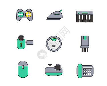 电话机彩色电子设备图标矢量SVG图标元素套图2插画