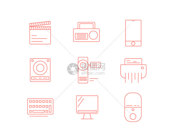 红色ICON图标电子设备SVG图标元素套图图片