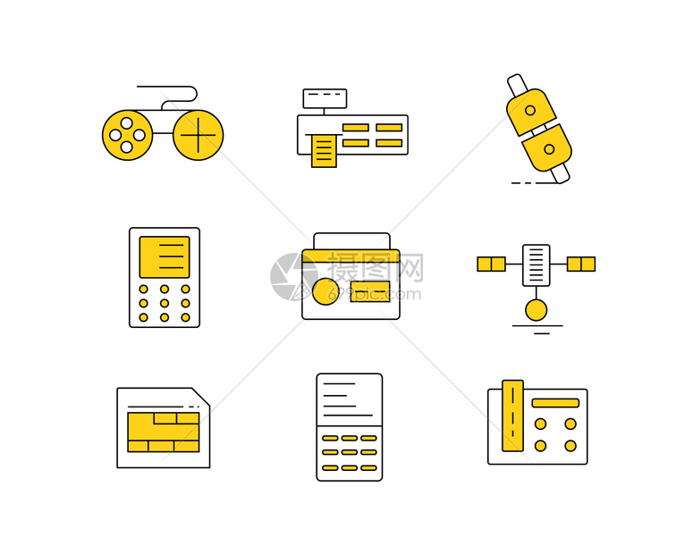 黄色ICON图标电子设备SVG图标元素套图5图片